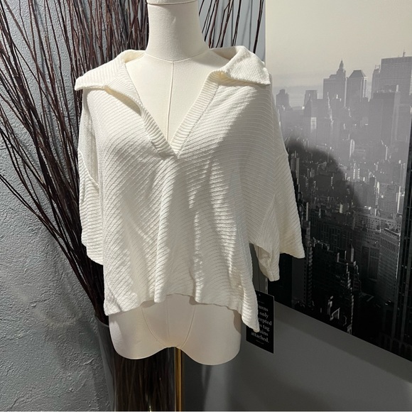 NWT Tuckernuck Ivory Pointelle Gia Polo - Picture 2 of 6